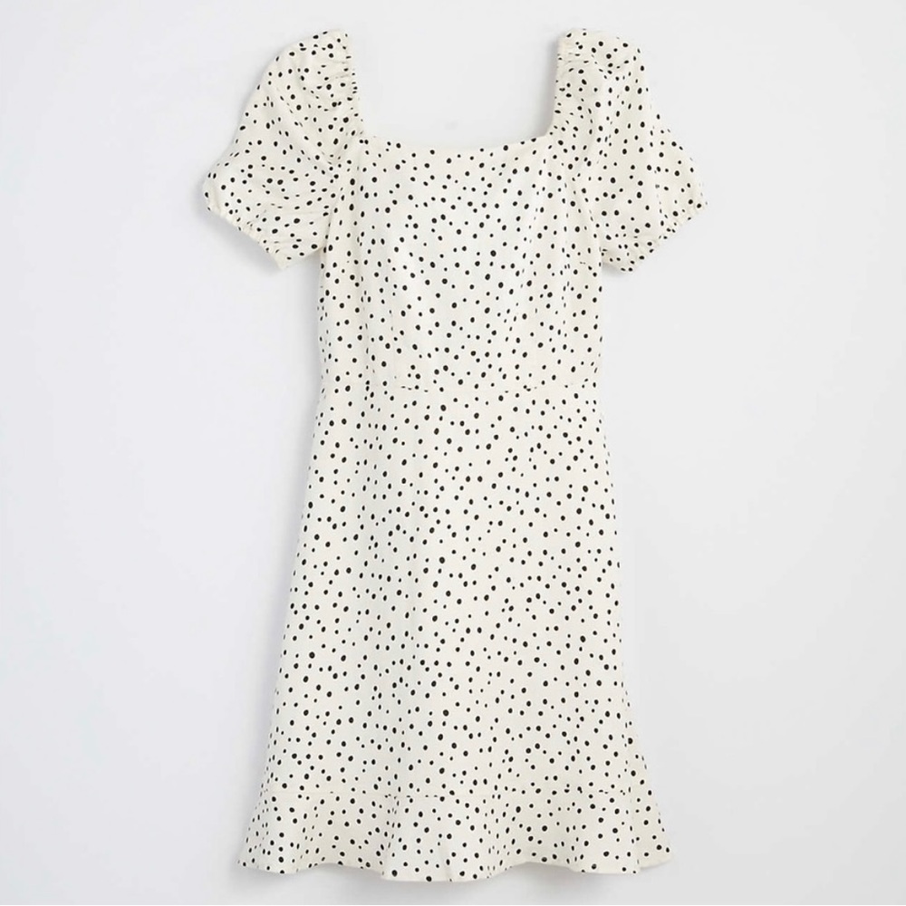 Loft Dotted Tie Back Flare Dress NWT